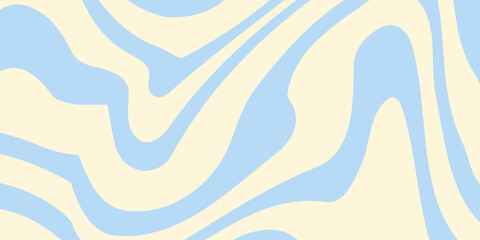 Abstract horizontal background with colorful waves. Trendy vector illustration in style retro 60s, 70s. Pastel colors