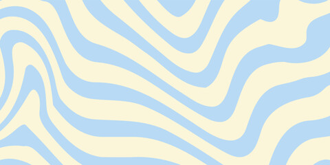 A minimal wavy abstract background with pastel blue and cream colors, inspired by 60s and 70s retro style.Vector illustration. © Alfin