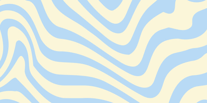A minimal wavy abstract background with pastel blue and cream colors, inspired by 60s and 70s retro style.Vector illustration.