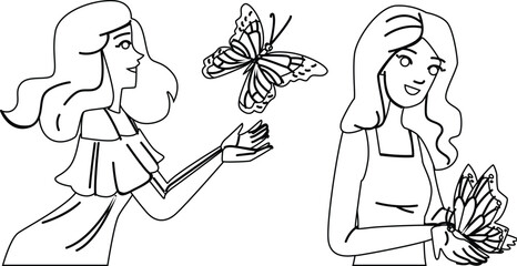 beautiful woman butterfly vector