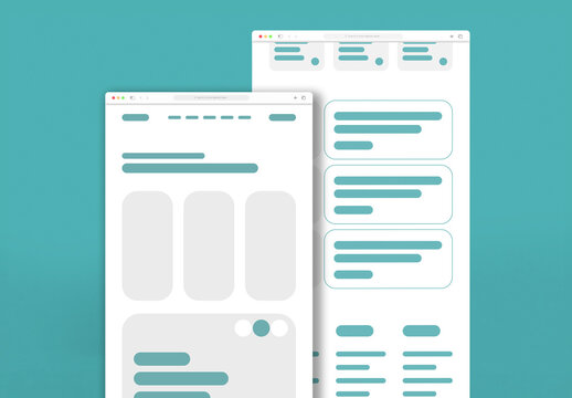 Landing Page Wireframe Design with Teal Accents and Minimalist Layout