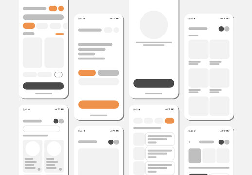 Mobile App Interface Design Mockup With Orange Accents