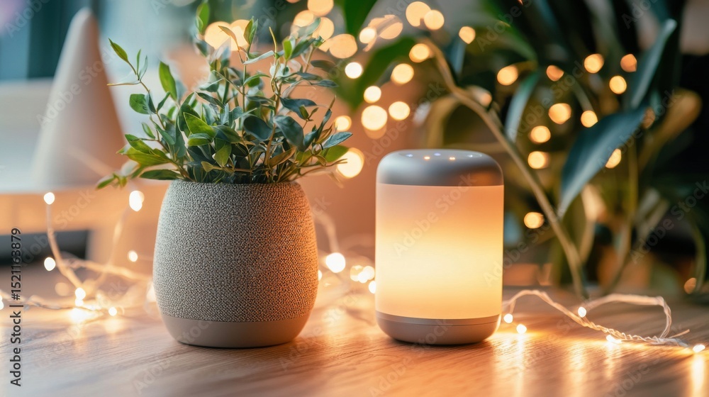 Poster seamlessly integrating smart home devices such as lighting security systems and home assistants with