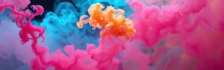 Abstract colorful ink dissolving in water creating mesmerizing patterns and textures