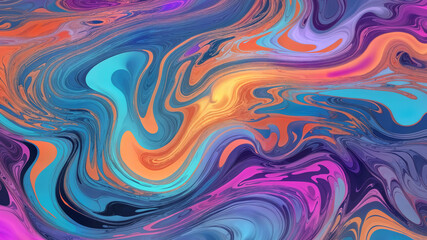 Obraz premium Vibrant Abstract Acrylic Pour Painting with Swirling Neon Colors 