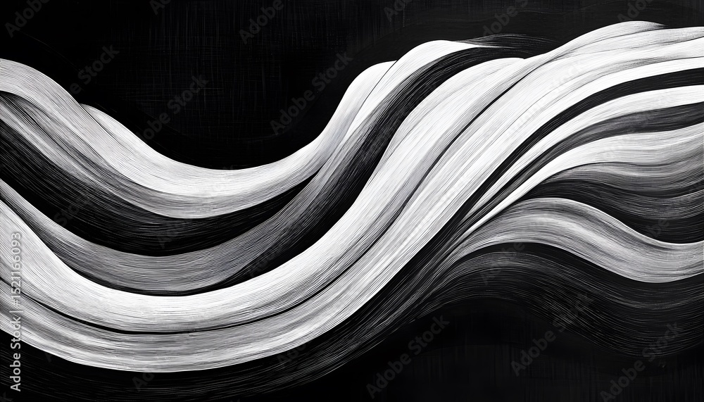 Poster abstract grayscale design with flowing lines.
