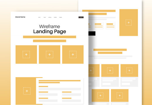 Landing Page Wireframe Template Clean And Modern Design
