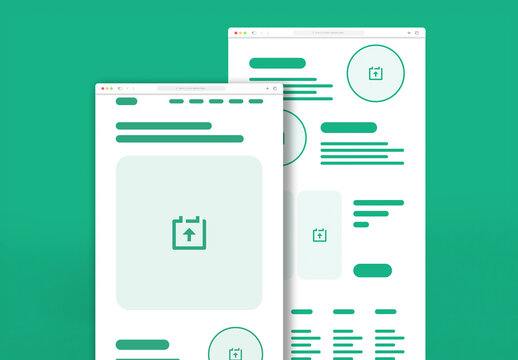 Green UI Kit Template with Icons and Layout Elements for App Design