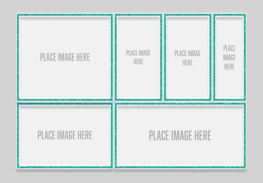 Photo Frame Mockup with Teal Decorative Borders