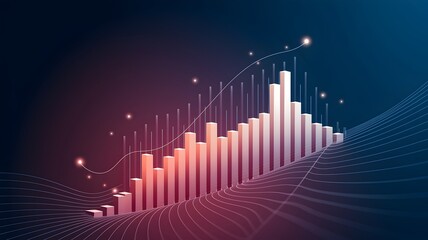 Fototapeta premium Rising Tides of Triumph: An abstract image of a vibrant, stylized chart ascending, symbolizing growth and success against a deep, dynamic backdrop of innovation and progress.