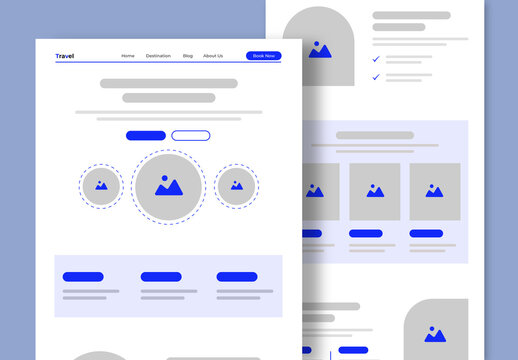 Travel Landing Page Wireframe Design