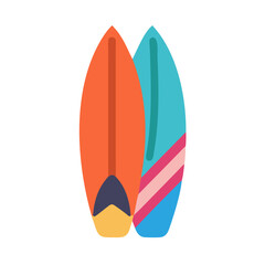 Pair of colorful surfboards in cartoon flat style