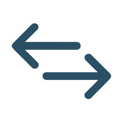 Blue double arrow icon in stylized flat cartoon design