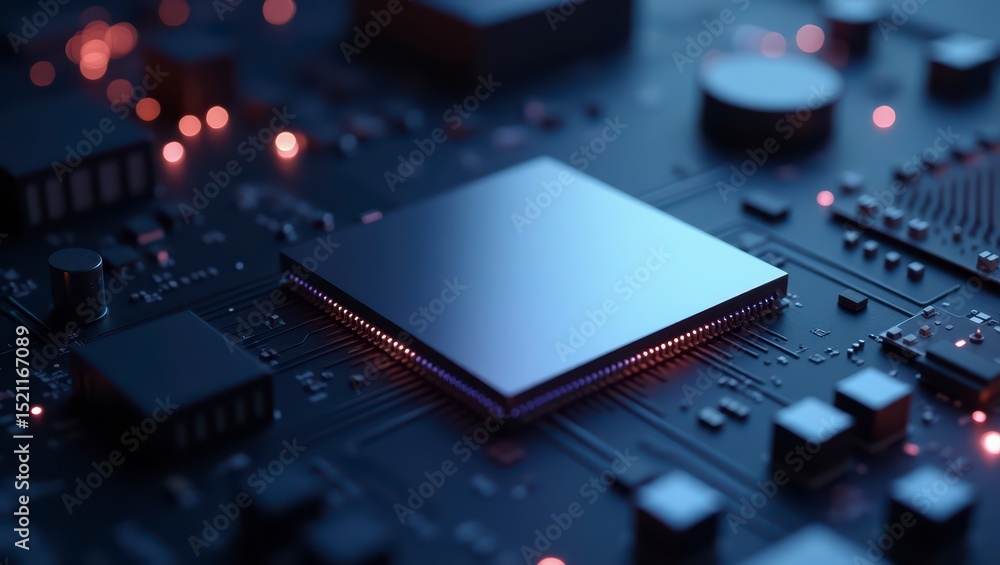 Poster microchip on a computer circuit board
