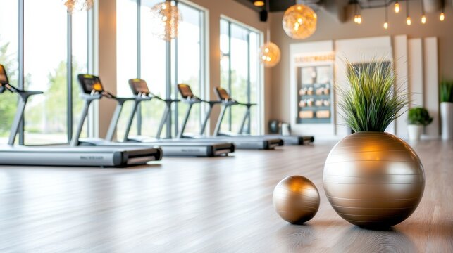 A spacious contemporary fitness center with state of the art exercise equipment and an interactive website for booking classes and managing memberships