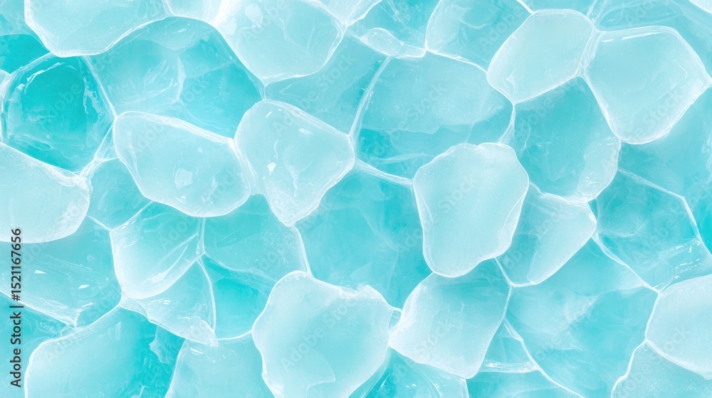 Poster Light blue ice cubes create cool refreshing abstract background