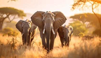 Obraz premium elephants in the savannah