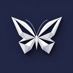 Geometric white butterfly on dark background