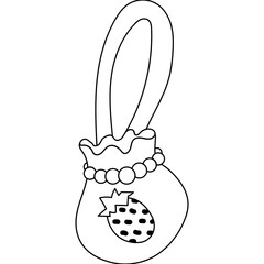 Cute Fortune Bag Style Pouch with Strawberry Coloring Page


