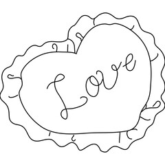 Cute Frilled Heart Cushion Coloring Page

