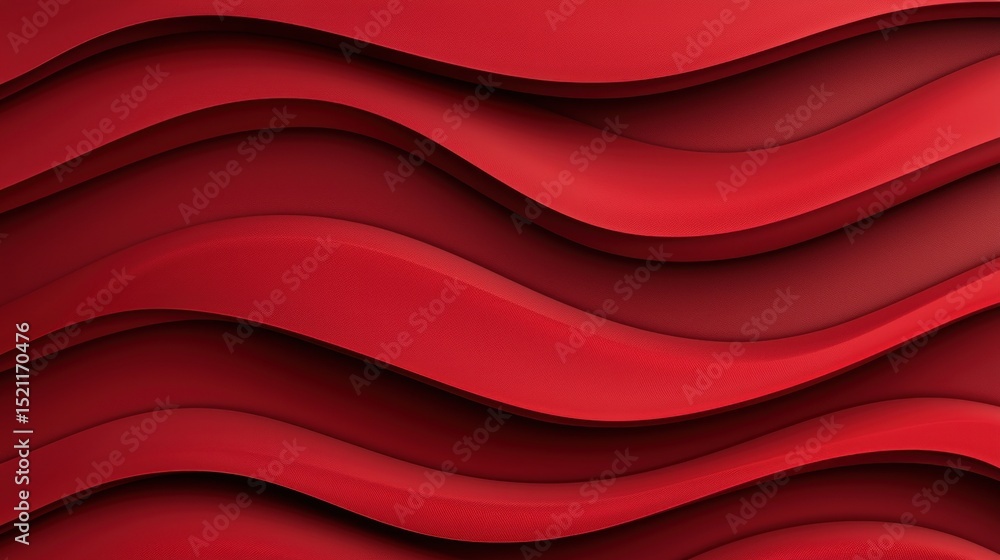 Poster Abstract layers of curving red shapes create fluid design