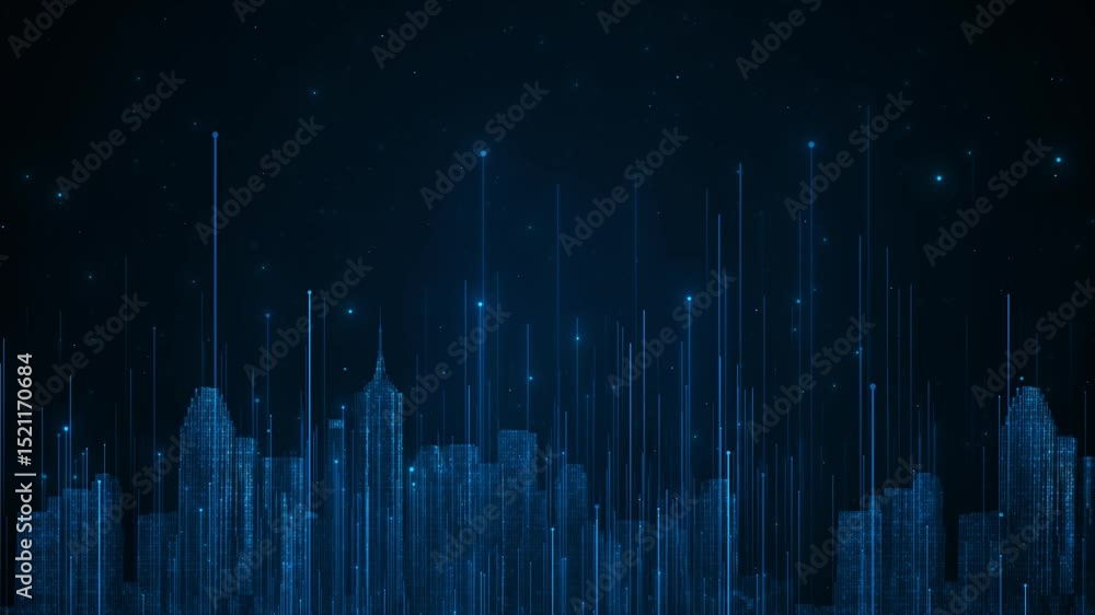 Poster modern smart city connection line network, artificial intelligence, internet of things, global netwo