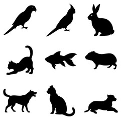 pet silhouette vector set