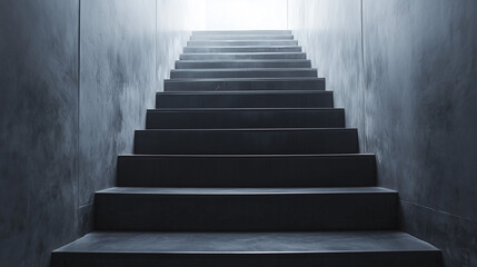 Modern stairs going upward, perfect for illustrating concepts of advancement, ambition, and new beginnings.