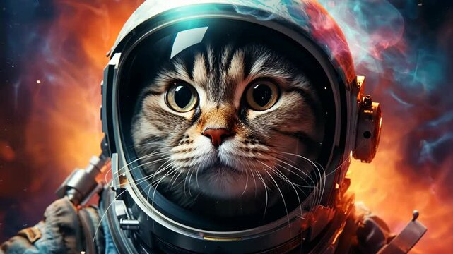animated cat astronaut in space suit video concept sci fi animation kids content branding entertainment