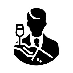 Professional Waiter Service Icon in Minimalist Style