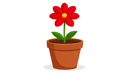 Red Flower In Pot social media banners posters marketing presentations isolated on solid white background in Png