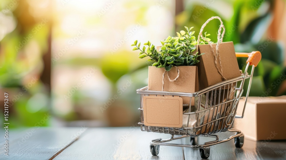 Poster an online store website featuring a shopping cart product packaging and a seamless checkout process 
