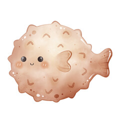 Puffer Fish Illustration, Cute Marine Animal