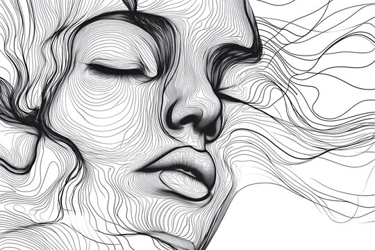 A series of abstract lines representing different emotional states, with each line gradually becoming more chaotic or calm, illustrating the fluctuation of feelings