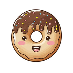 Cartoon Cute donut vector art illustration