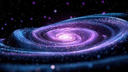 Stunning spiral galaxy with radiant hues of blue and purple