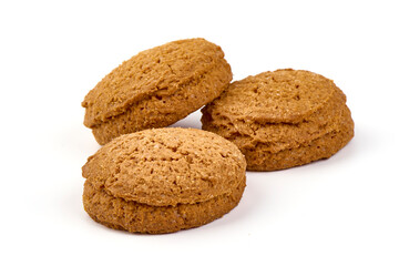 Oat Cookies, isolated on White Background
