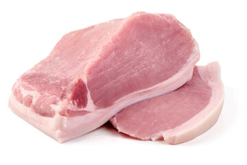 Raw Pork Chops, isolated on White Background