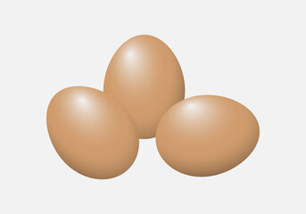 Brown eggs 3D arranged together on a neutral surface for a fresh culinary presentation. Healthy eating. Set of protein and vitamins. Vector illustration