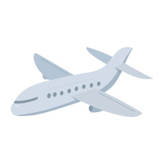 Cartoon Style Airplane Illustration. Vector illustration of a cartoon-style commercial airplane flying in the sky. Ideal for travel, aviation, tourism, and transportation concepts.