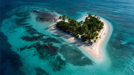 Oceanic island with a massive crater,Aerial view from the viewpoint of a giant cliff with the powerful waves