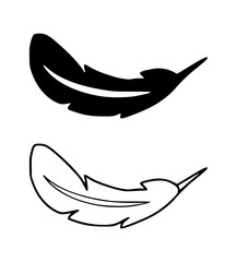 Fototapeta premium Quill silhouette collection, quill pen hand-drawn vector illustration, Black quill feather pen set in a flat style