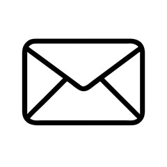 Black vector icon of envelope in thin line flat design suitable for communication marketing contact forms and message platforms