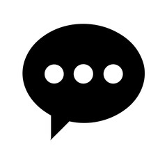 Black vector icon of speech bubble with dots representing communication chat feedback messaging dialogue and conversation