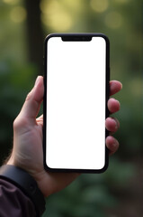 A person holding a cell phone with a white screen, great for representing modern technology or a lack of signal