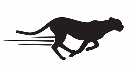 Silhouette of a cheetah running with speed lines indicating motion and a sense of velocity and power