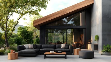 Rustic and elegant living area with countryside views