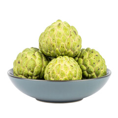 Sugar apples in blue bowl, fresh and vibrant