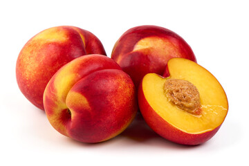 Nectarines, isolated on White Background