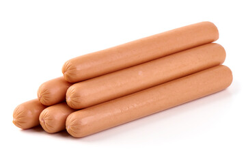 Boiled sausages, isolated on White Background